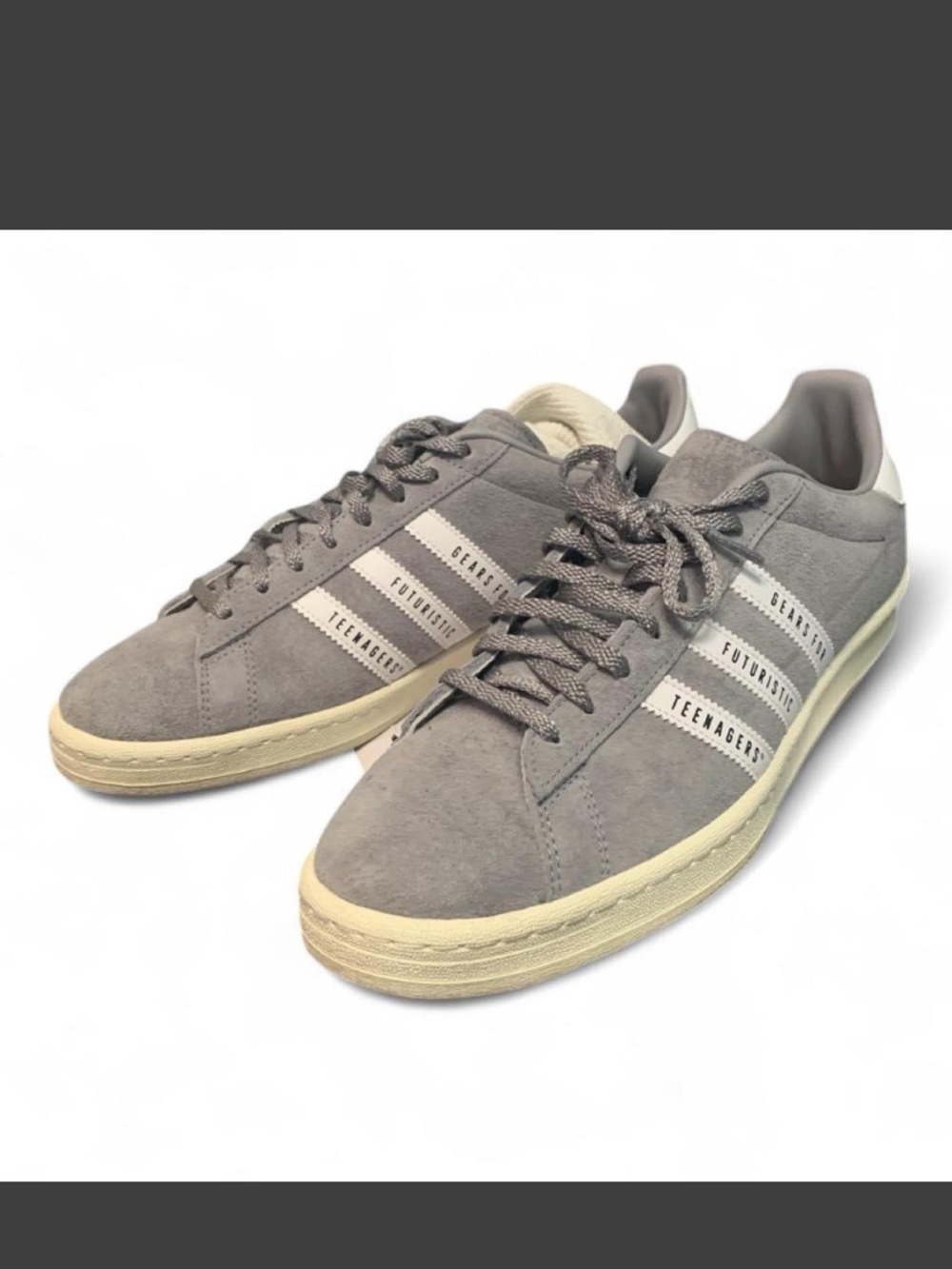 Adidas x Human Made Gray 11 Suede Low-Top Sneakers with Cream Sole
